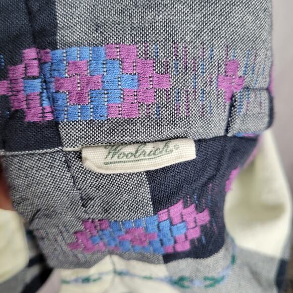 Woolrich Harrington Eco Rich Black White Grey Hooded Plaid Aztec Jacket Size XL - Picture 11 of 12